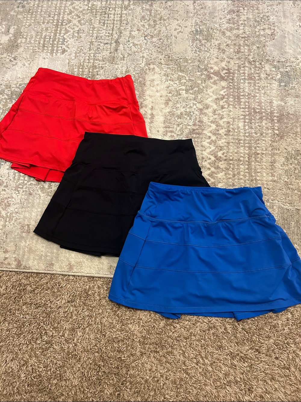 Womens Active Skort Trio - Red, Black & Blue
